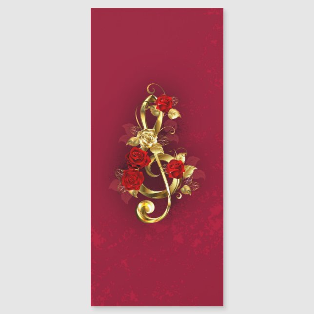Golden Treble Clef con flores Rosas (Anverso)