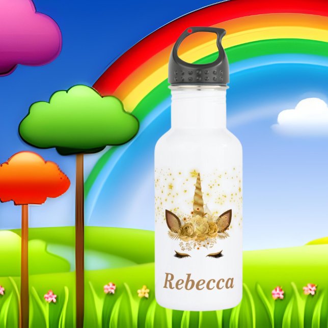 Golden unicorn añaden nombre a la botella de agua (Subido por el creador)