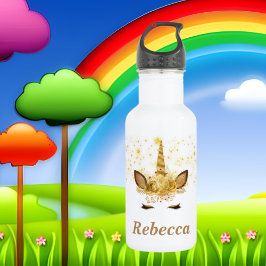 Golden unicorn añaden nombre a la botella de agua