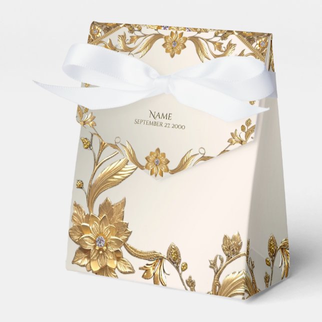 Golden Wavy deja caja de favores florales (Front Side)