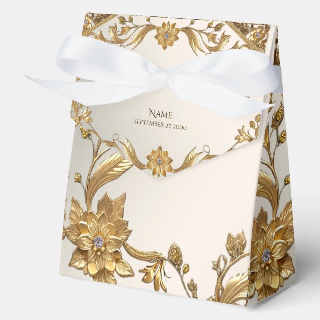 Golden Wavy deja caja de favores florales (Anverso)