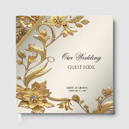 Golden Wavy deja libro de invitados florales
