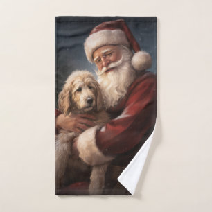 Goldendoodle con Navidades festivos de Santa Claus