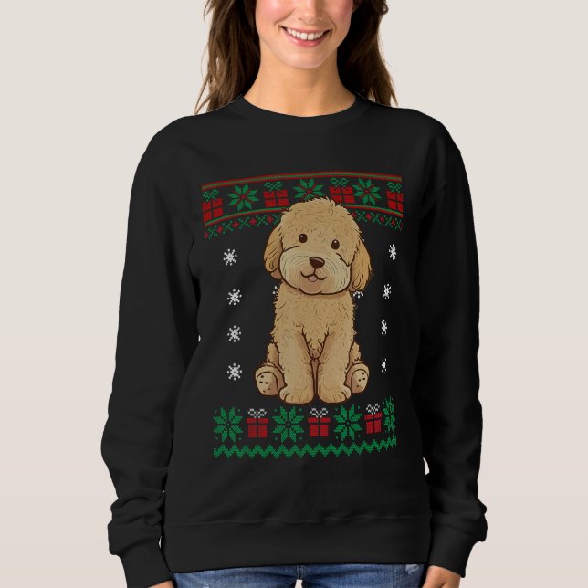 Goldendoodle Dog Ugly Sweater Christmas Puppy Dog  (Anverso)