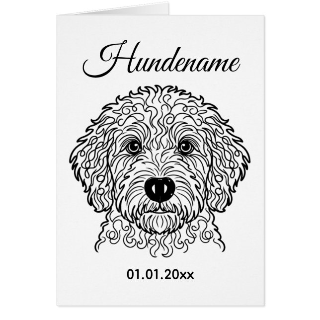 Goldendoodle Minimalist Line Art Personalized card (Frente)