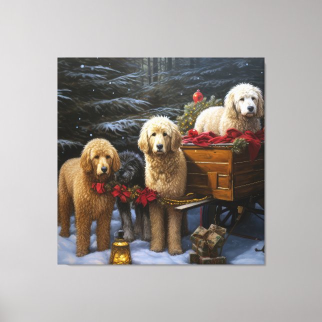 Goldendoodle Nevado Trineo Decoración de Navidad (Anverso)