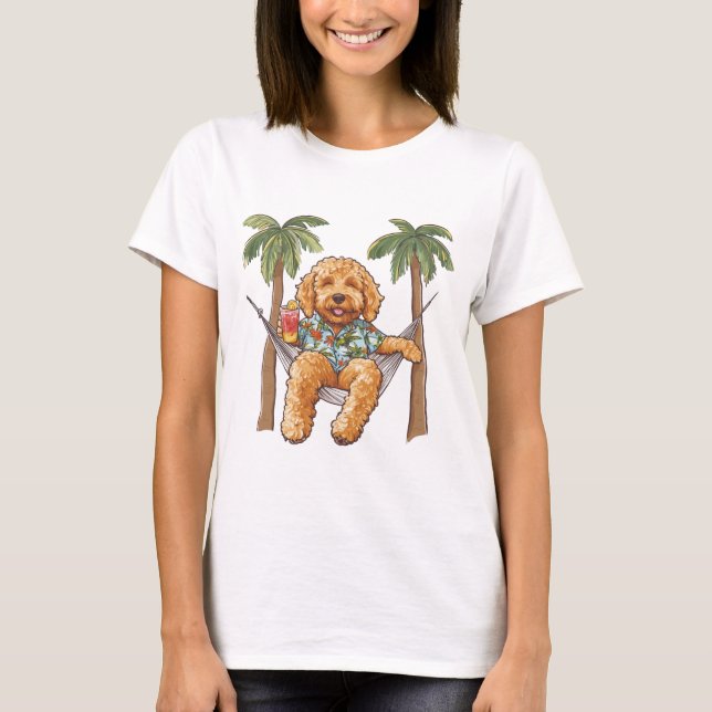 Goldendoodle perro con camisa hawaiana (Anverso)