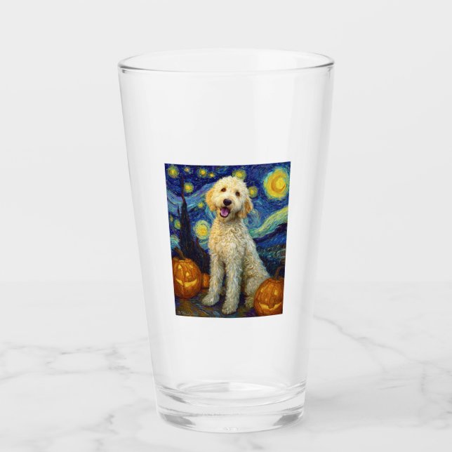 Goldendoodle Perro Lindo Halloween Jack O Lantern  (Anverso)