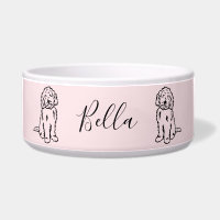 Goldendoodle personalizó el cuenco del agua del
