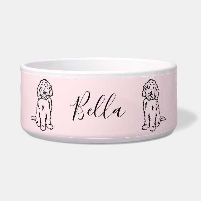 Goldendoodle personalizó el cuenco del agua del (Frente)