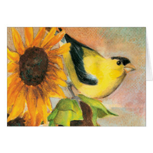 Goldfinch en los girasoles