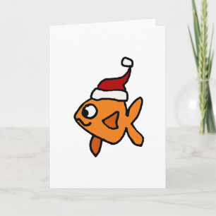 Goldfish divertido en arte del navidad del gorra