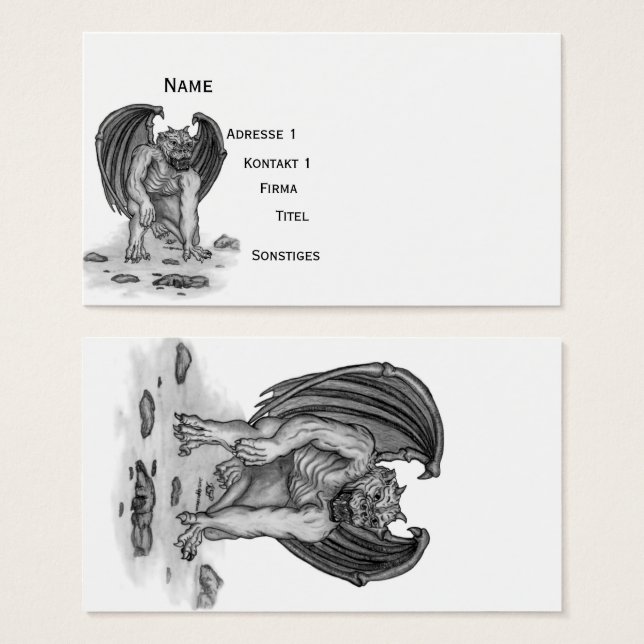 Golem Gargoyle, diseño negro y blanco (Anverso y reverso)