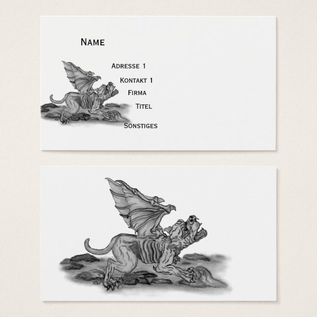 Golem Gargoyle, diseño negro y blanco (Anverso y reverso)