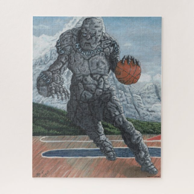 Golem Jugando Basketball Gran Rompecabezas de Arte (Vertical)