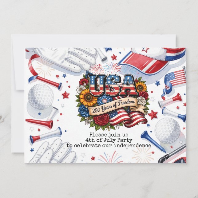 Golf 4 de Julio 250 Años de Independencia Tarjeta  (Anverso)