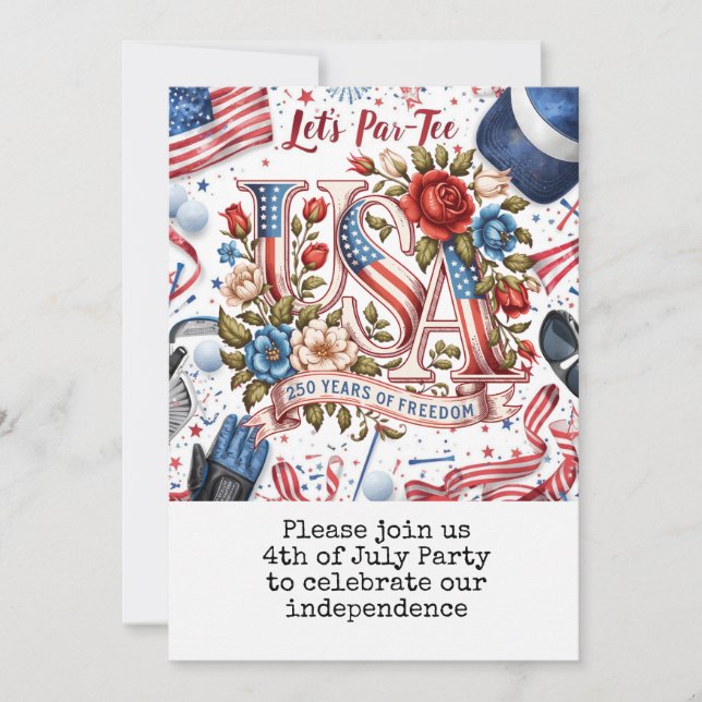 Golf 4 de Julio 250 Años de Independencia Tarjeta  (Anverso)