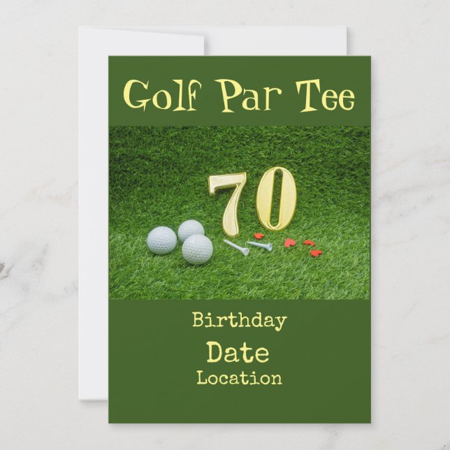 Golf 70º cumpleaños de golf Par Tee Invitación (Anverso)