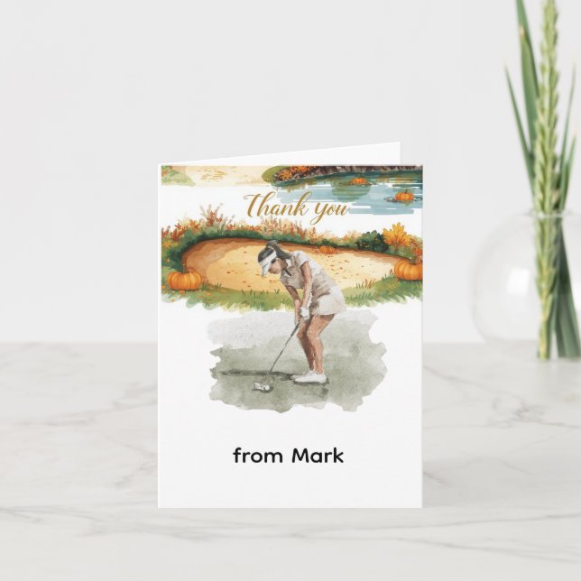 Golf Autumn Greeting tarjeta de agradecimiento par (Anverso)
