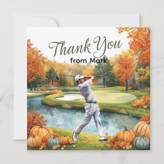 Golf Autumn Greeting tarjeta de agradecimiento par (Anverso)