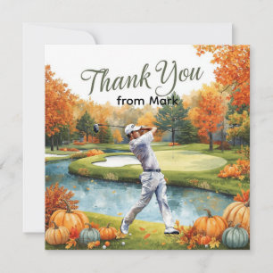 Golf Autumn Greeting tarjeta de agradecimiento par
