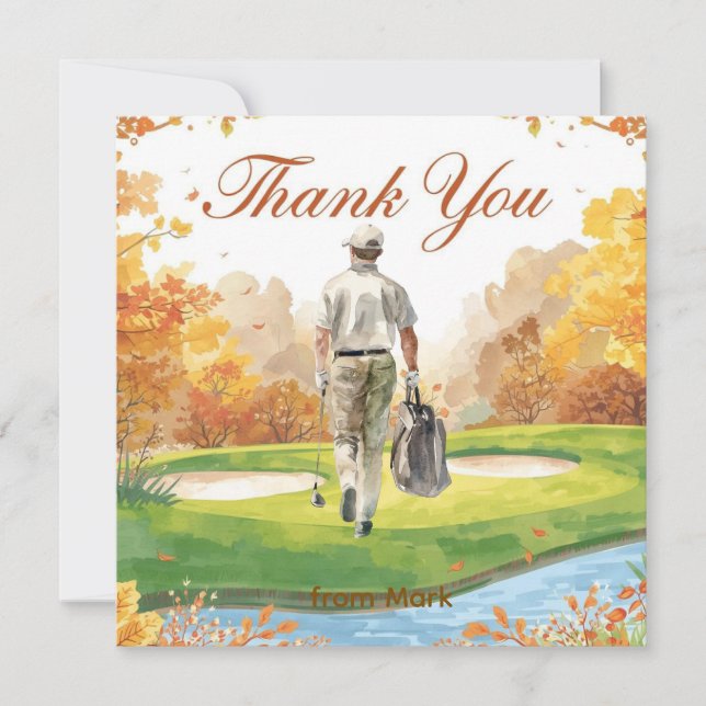 Golf Autumn Greeting tarjeta de agradecimiento par (Anverso)
