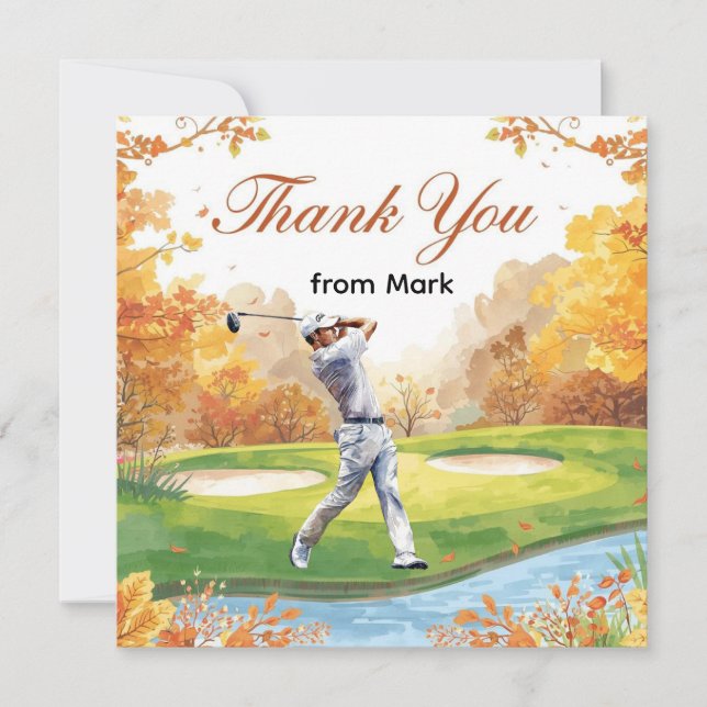Golf Autumn Greeting tarjeta de agradecimiento par (Anverso)