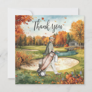 Golf Autumn Greeting tarjeta de agradecimiento par