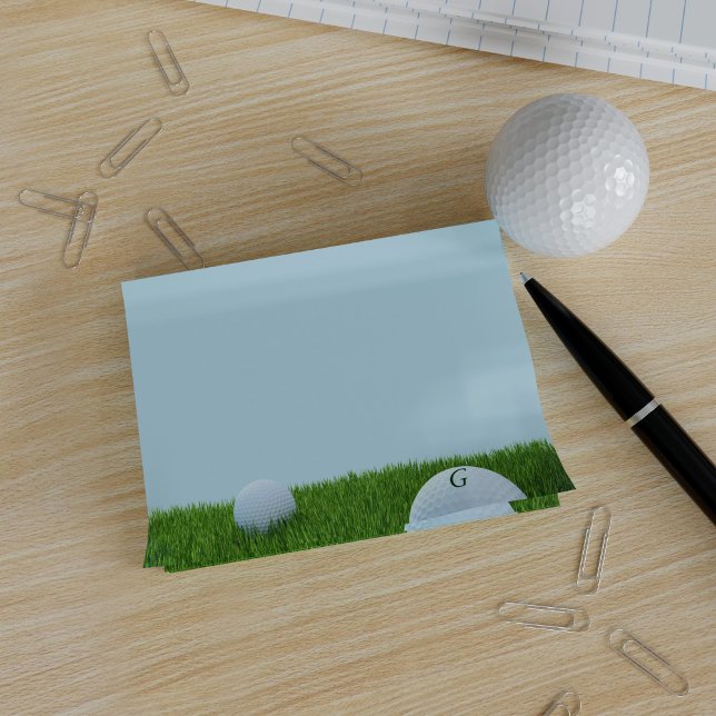 Golf Ball Monograma Blue Green Post, nota (Golf Ball Monogram Blue Green Post it Notes with space for your initials)