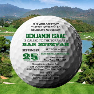 Golf Ball Round Bar Mitzvah Invitación