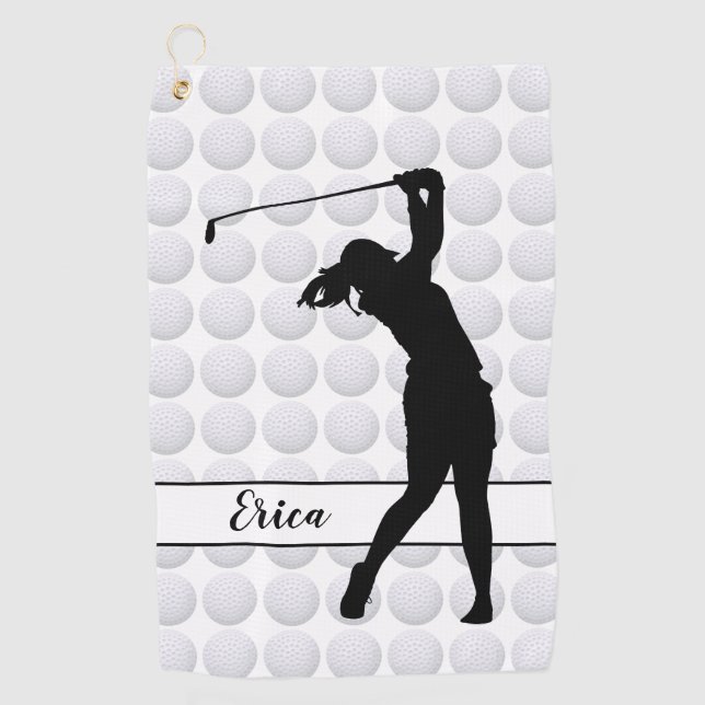 Golf Balls Chica Golfer Toalla de Golf Personaliza (Anverso)