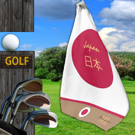 Golf Bandera japonesa y toalla de golf/monogramada en J