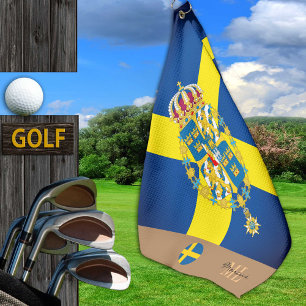 Golf Bandera sueca y Suecia, monogramada / toalla de go