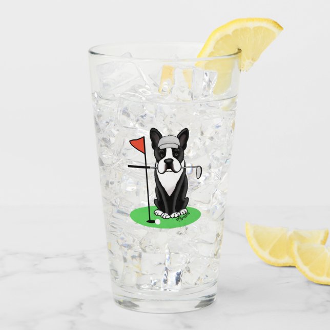 Golf Boston Terrier (negro) Perro Cute (Reverso (hielo))