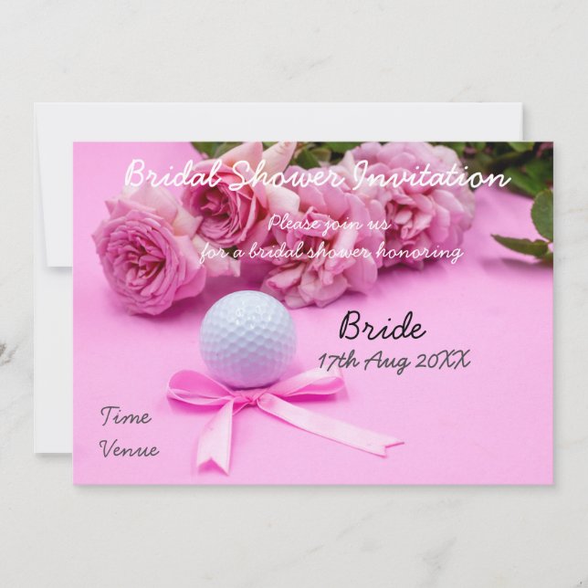 Golf Bridal Shower Invitación pelota de golf y ros (Anverso)