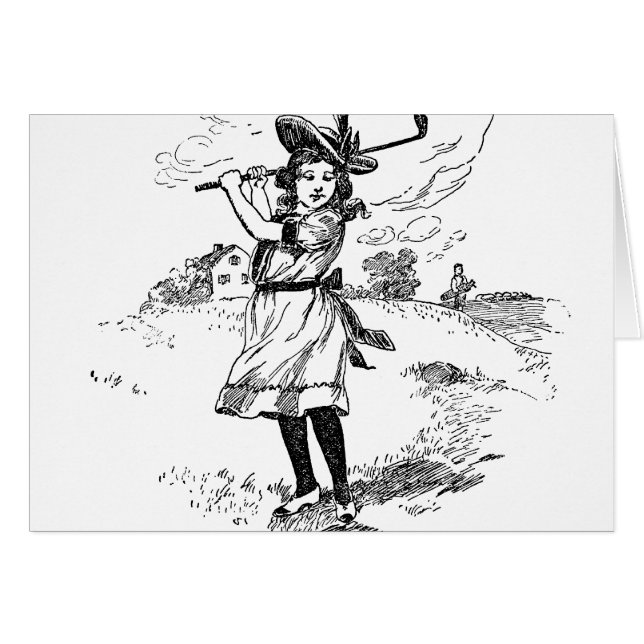 Golf Chica Golfing Vintage Art (Anverso (Horizontal))