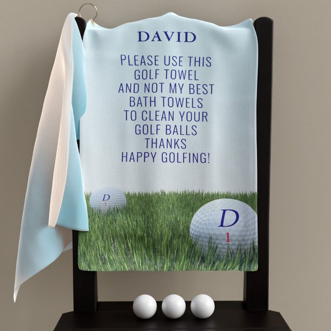 Golf Cita divertida Personalizado Monograma Toalla de G (Add your own message to this golf towel. Great gift for golfing dads (and golfing moms too))