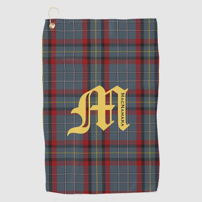 Golf Clan MacNamara Tartan Plaid Monogram Toalla de Gol (Anverso)