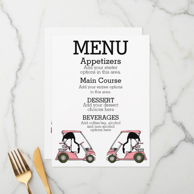 Golf Club Menú Fiesta de cócteles Luncheon (Anverso/Reverso In Situ)