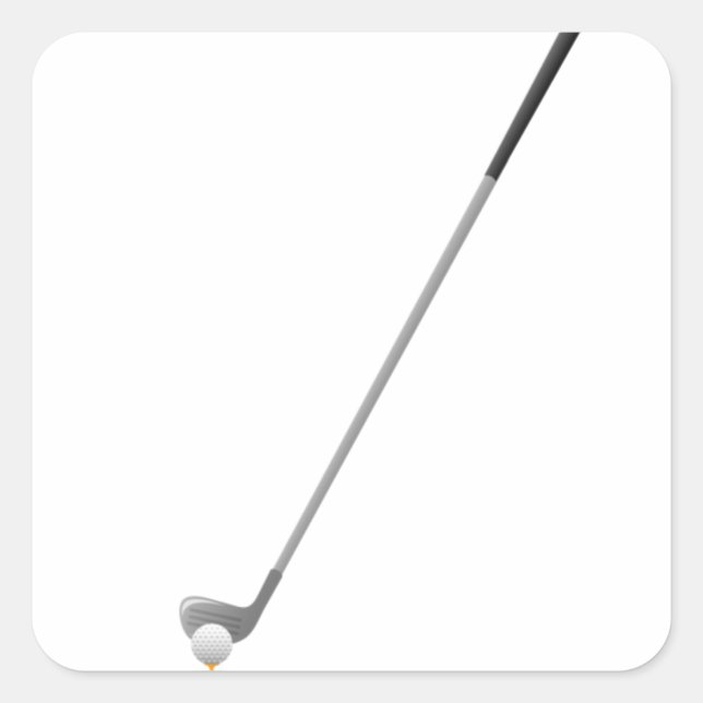 Golf Club y Ball en el pegatina cuadrado (Anverso)