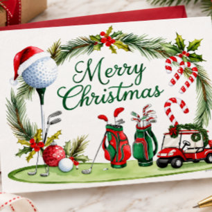 Golf con tema de Navidad para acuarela de golfista