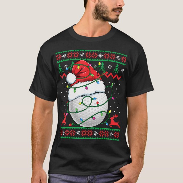 Golf divertido camisetas feas de Navidad para muje (Anverso)