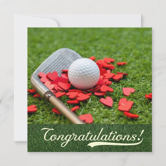 Golf Felicitaciones con amor corazón rojo sobre ve (Anverso)