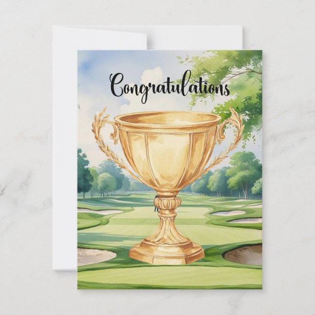 Golf Felicitaciones con celebración de copa de oro (Anverso)