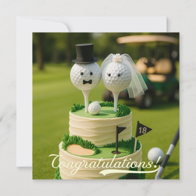 Golf Felicitaciones para novia y novio golfista (Anverso)