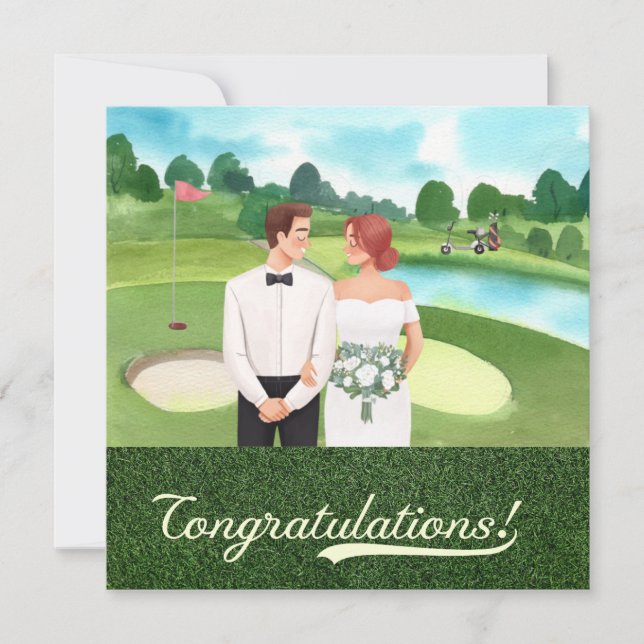 Golf Felicitaciones para novia y novio golfista (Anverso)