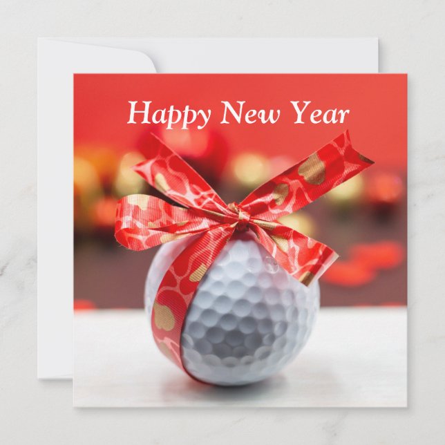 Golf Feliz Año Nuevo con la pelota y la cinta roja (Anverso)
