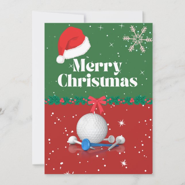 Golf Feliz Navidad a Golfer con sombrero Santa  (Anverso)