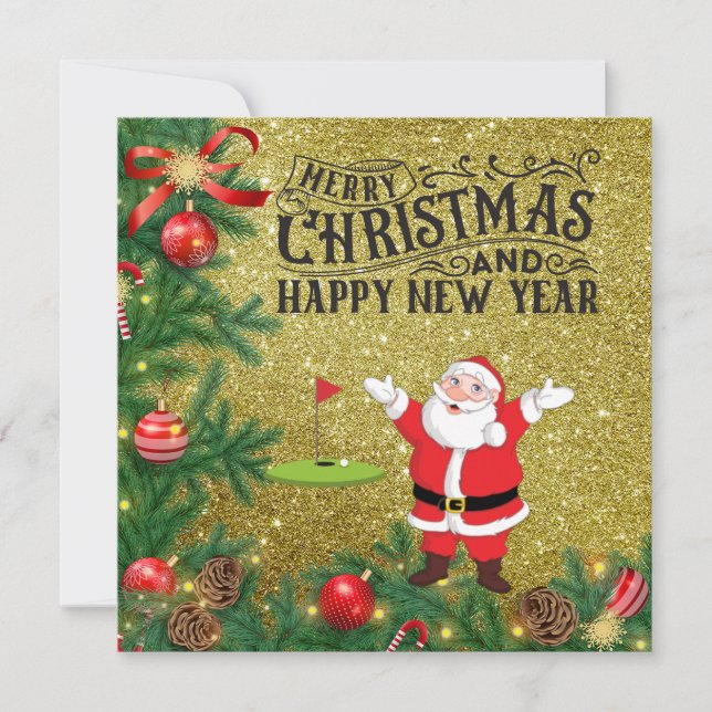 Golf Feliz Navidad con Santa Claus a la bandera (Anverso)