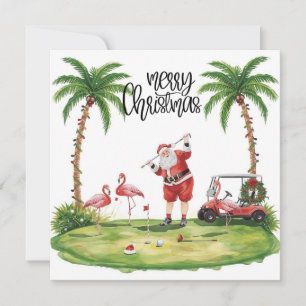 Golf Feliz Navidad con Santa Claus y flamingo
